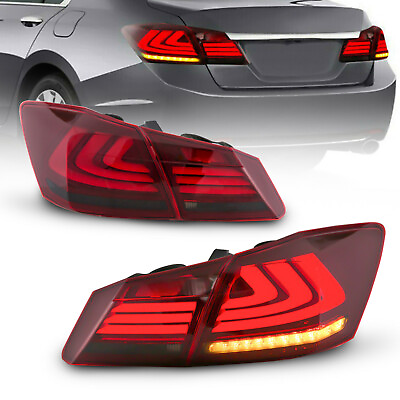 #ad #ad Set 2 Red Smoke LED Brake Tail Lights for 2013 2015 Honda Accord 4 door Sedan $189.99