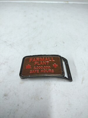#ad Vintage IH Farmall Plant 2000000 Safe Hours Embossed Leather Belt Buckle $22.95