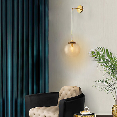 #ad Modern Glass Globe Wall Sconce Light Wall Lamp Indoor Bedside Lighting 110V Gold $24.94