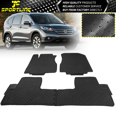 Fits 12 16 Honda CR V CRV 4 Door Heavy Duty Black Latex Floor Mats Carpet Set $41.99