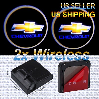 #ad 2pcs Wireless Ghost Shadow Logo LED Light Courtesy Door Step Chevrolet $16.65