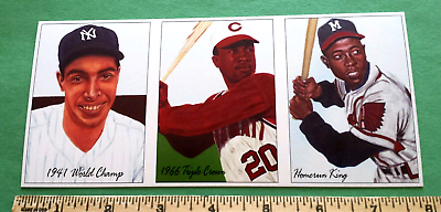 #ad H. Aaron DiMaggio Robinson 1967 Topps design Uncut Panel of 3 Baseball cards $5.50