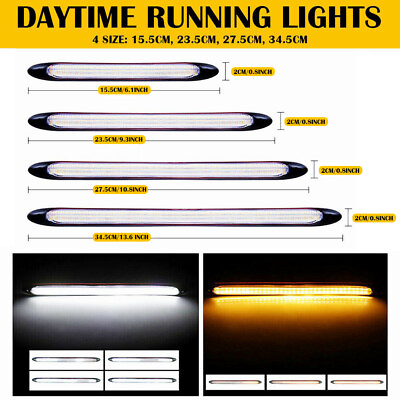 #ad 2pcs DRL Headlight Strip LED Light Daytime Running Sequential Turn Signal Lamp $13.99