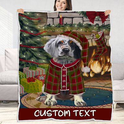 #ad English Setter Dog Blanket Personalized Throw Woven Fleece Sherpa Christmas NWT $69.99