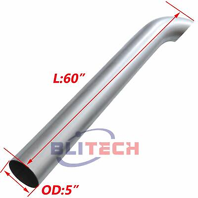 #ad 5quot; Aluminized 5quot; inch OD Curved Exhaust Stack Pipe 60quot; inch Length Truck Tube $119.00