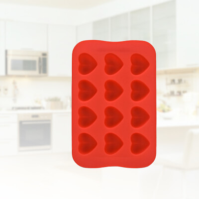 #ad Silicone Heart Cube Tray 12 Grids for Cocktails amp; Chocolate Red $8.49