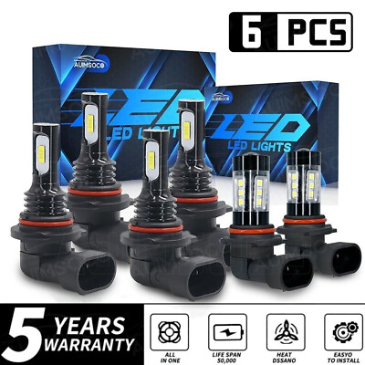 #ad 6500K Combo LED Headlights Fog Light Bulbs For Silverado 1500 2500HD 2003 2006 $37.99