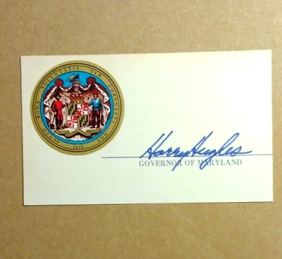 #ad Harry Hughes 1926 2019 Autograph Signed Official Governor of Maryland Card $20.00