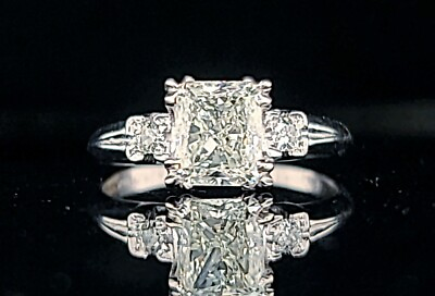 #ad Vintage Platinum Engagement Ring 1.54ct. Natural Radiant Diamond GIA CERT 1930#x27;s $6250.00