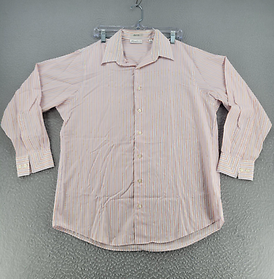 #ad Kenneth Button Down Shirt Men#x27;s Striped White Red Long Sleeve L 16 32 33 Adult. $13.99