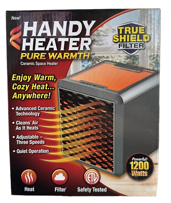 Handy Heater Pure Warmth Ceramic Space Heater 1200 Watts 3 Speed Adjustable $34.99