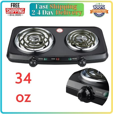 #ad Mainstays Double Burner 120V 1800W Portable Easy to Cook Elegant Classic Design $28.98
