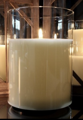 #ad Light Garden RADIANCE POURED WAX FAUX GLASS CANDLE 5.75x5.75quot; IVORY 478282 NEW $79.95