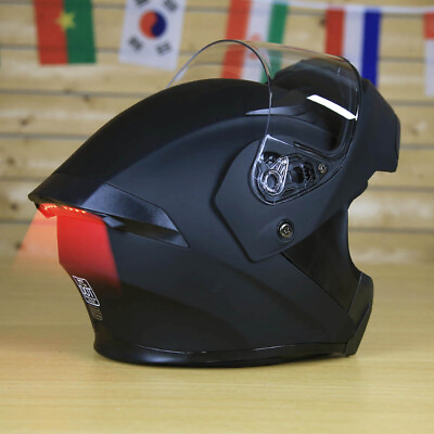 #ad New LED Light Helmet Flip Up Full Face Dual Visor Racing DOT Motorcycle Helmets $57.99
