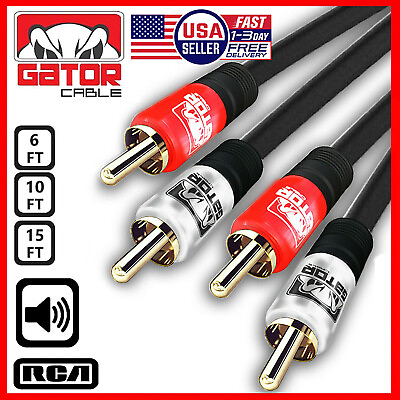 #ad 2 RCA to 2 RCA Male Stereo Audio Patch Coaxial Cable Cord L R Gold Plated Plug $9.25