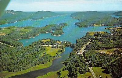 #ad Aerial View Somesville Maine Somes Sound Mount Desert Vtg Unposted Postcard M20 $7.95