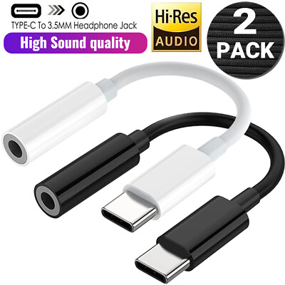 #ad 2x USB C Type C Adapter Port to 3.5mm Aux Jack Ear Headphone for Samsung S23 S21 $4.99