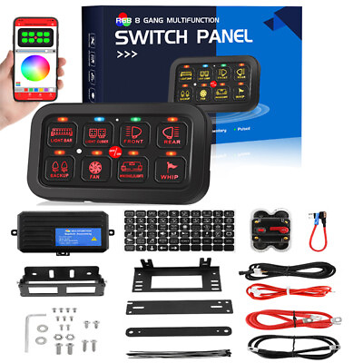 #ad RGB 8 Gang Switch Panel AR 800 Light Circuit Control Box Offroad Truck 1200W 12V $189.99