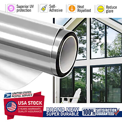 #ad Silver Window Tint Film Home Office Glass Privacy Security Universal 39quot;×39quot; $12.58