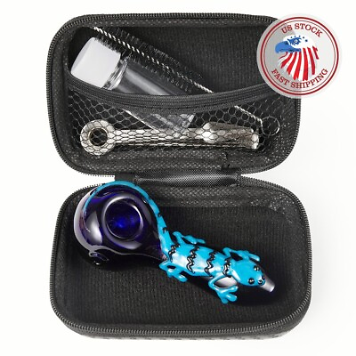 #ad 4quot; Gecko Style Tobacco Smoking Glass Pipe Collectible Handmade Pipes with Box $11.24