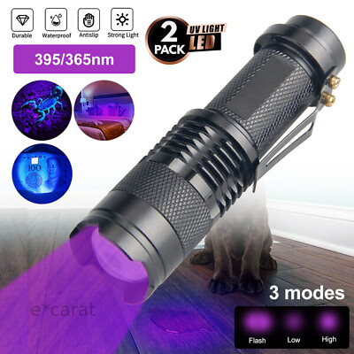 #ad 2Pcs UV Ultraviolet Flashlight Black Light 395nm 365nm Detector Urine Pet Stains $5.99