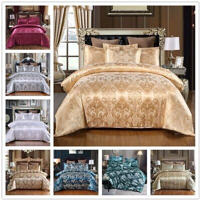 #ad Jacquard Weave Luxury Bedding Set Duvet Cover Pillowcases No Sheet Home Textile $80.06