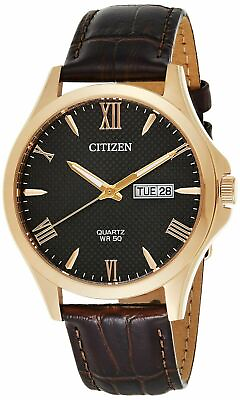 #ad Citizen Men#x27;s Quartz Black Dial Brown Leather Watch BF2023 01H NEW $89.00