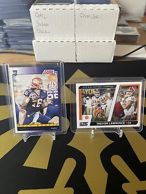 #ad 2021 SCORE TREVOR LAWRENCE RC ROOKIE CARD THROWBACK AND NATIONAL CHAMPION LOT $11.99