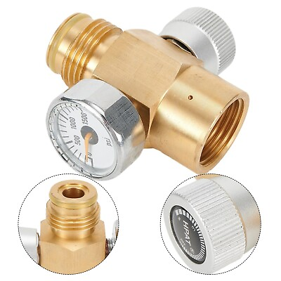 #ad 1 X Paintball CO2 Tank On off Switch Valve Pin Adapter Brass With 1500 Psi Gauge $23.72