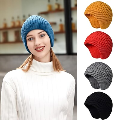 #ad Men#x27;s And Women#x27;s Knitted Hat Flip Ears Winter Outdoor Warm Soft Elastic Hat USA $8.45