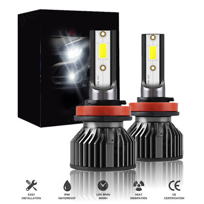#ad H11 H8 LED Headlight Super Bright Bulbs 6500K White Kit 360000LM HIGH LOW Beam $22.94