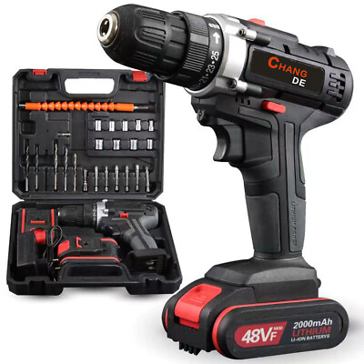 #ad 2000mAh Electric Drill 3 8quot; Impact Wrench Cordless Screwdriver Drill 2 Battery $57.99