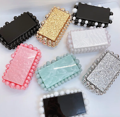 #ad New Acrylic Bubble Pearl Beads Clutch Purse Bag Crossbody Luxury VIP Designer $64.99