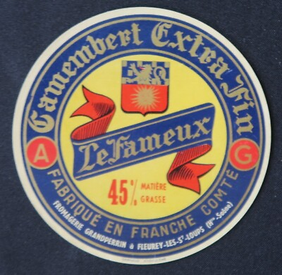 #ad Etiquette fromage CAMEMBERT LE FAMEUX Franche Comté cheese label 3 EUR 2.50