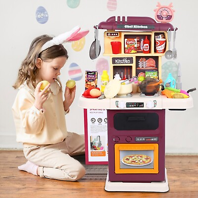 #ad Kitchen Play Set for Kids Food Cooking Toys Pretend Role Play Cookware Toy Set $45.75