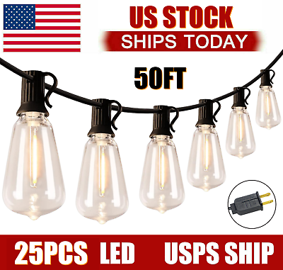 #ad 50FT） 2x50FT LED Outdoor String Lights IP65 Waterproof Outside Patio Lights $48.98