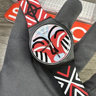#ad NEW✅LIMITED EDITION✅ Swatch MASK PARADE Silicone Unisex 41mm Watch SUOB127 $79.99