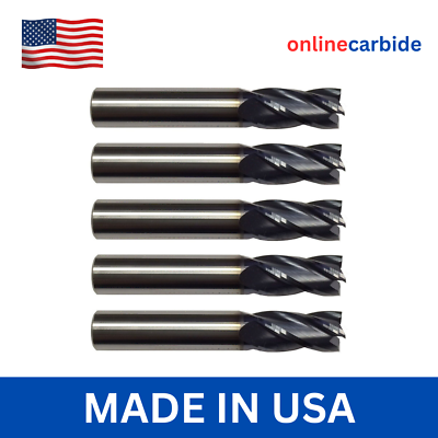 #ad 5 PCS 1 4quot; 4 FLUTE CARBIDE END MILL TiALN COATED FREE SHIPPING $77.95