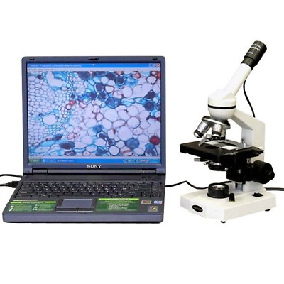 #ad AmScope 40X 1000X Compound Microscope with 3D Mechanical Stage 2MP Camera $285.99