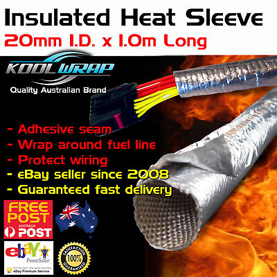 #ad Heat Sleeve Insulating Hose Wrap Tube Reflective Shield Adhesive Seam 20mm X 1m AU $22.95