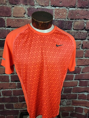 #ad Nike Livestrong Men#x27;s L Pink Red Abstract Running Shirt $18.38