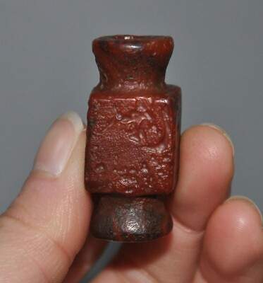 #ad 1.6quot; old Chinese Hongshan culture Agate Carved Talisman Jade Cong pendant $21.25