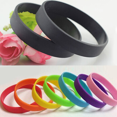 #ad Reusable Silicone Wristbands Rubber Bracelet For Events Charity Fashion Band x1 $3.11