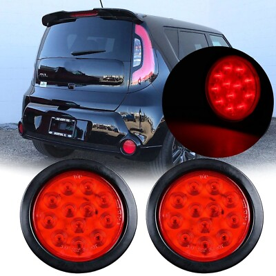 #ad Pair 4quot;inch Round LED Tail Light Red Rear Backup Stop Brake Lamp For Kia Soul $21.99