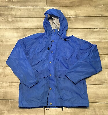 #ad #ad L.L. LL Bean Blue Rain Windbreaker Light Mens Coat Jacket Size Large Vintage $101.98