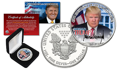 DONALD TRUMP Official President PORTRAIT 1 oz. .999 U.S SILVER EAGLE with BOX $89.95