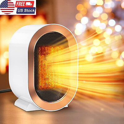 #ad 1200W Electric Ceramic Space Heater Mini Fan Room Adjustable Thermostat Portable $22.99