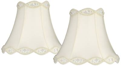 #ad Cream Fabric Set of 2 Scallop Lamp Shades 7x14x12.5 Spider $89.99