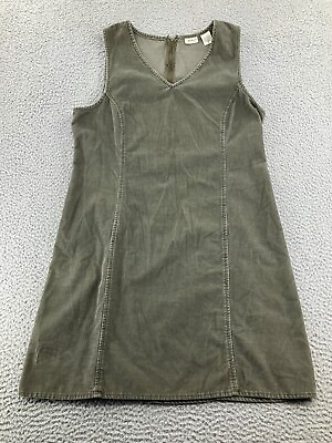 #ad Vintage LL Bean Corduroy Dress Womens 14 Cottagecore Cotton Zip Sleeveless $29.99