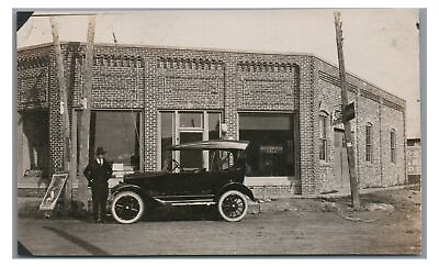 #ad RPPC Old Car at Texaco Garage Gas Station Roadside Vintage Real Photo Postcard $6.99